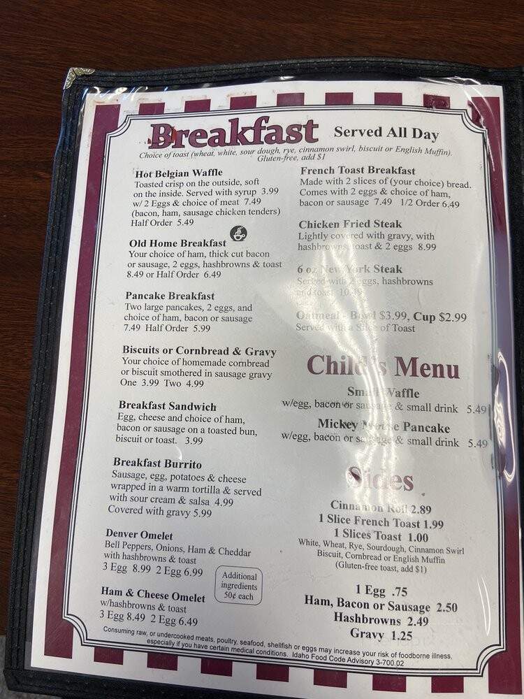 Old Home Cooking and Crafts - Buhl, ID menu_pic