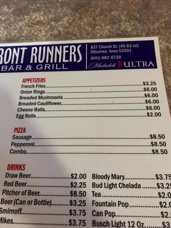 Front Runners - Ottumwa, IA menu_pic