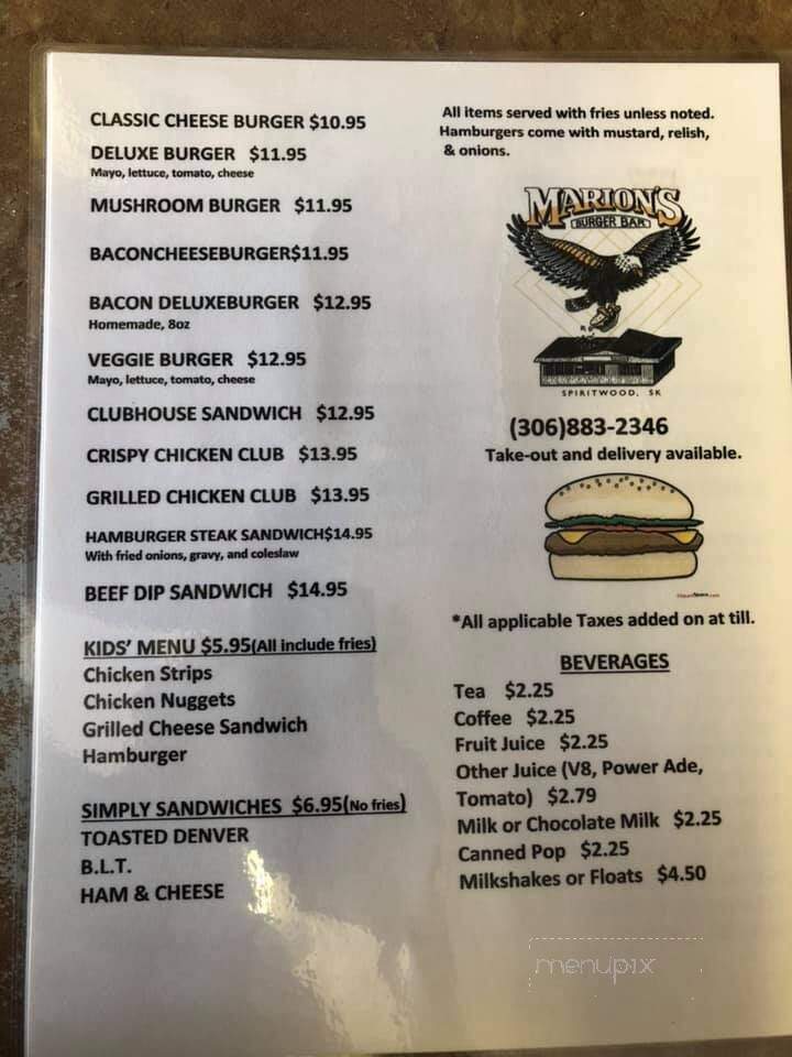 Marion's Burger Bar - Spiritwood, SK