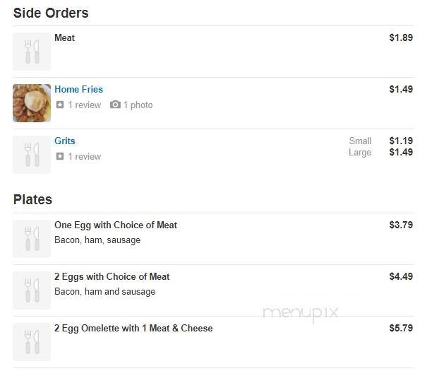 Oak Level Cafe - Rocky Mount, NC menu_pic