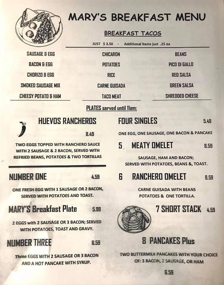 Mary's Tacos & Burgers - Goldthwaite, TX menu_pic