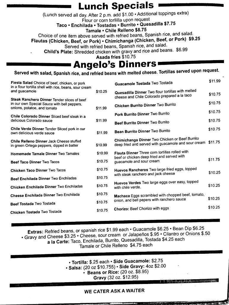 Angelo's Mexican Restaurant - Lodi, CA menu_pic