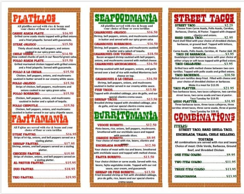 Tacomania - Merlin, OR menu_pic