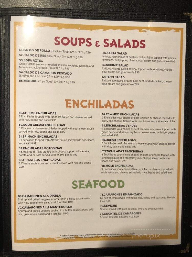 Gonzales Mexican Bar and Grill - Rockdale, TX menu_pic