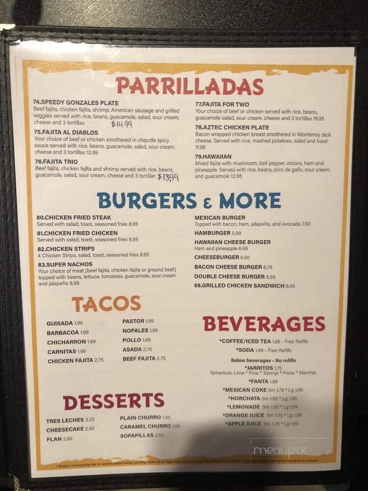 Gonzales Mexican Bar and Grill - Rockdale, TX menu_pic