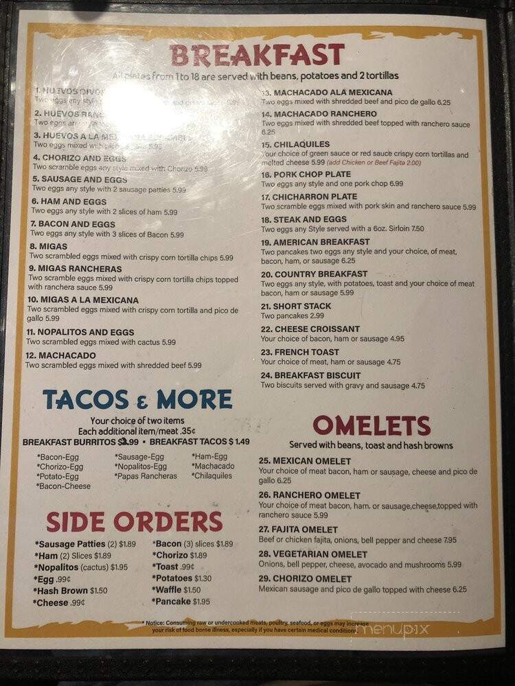 Gonzales Mexican Bar and Grill - Rockdale, TX menu_pic