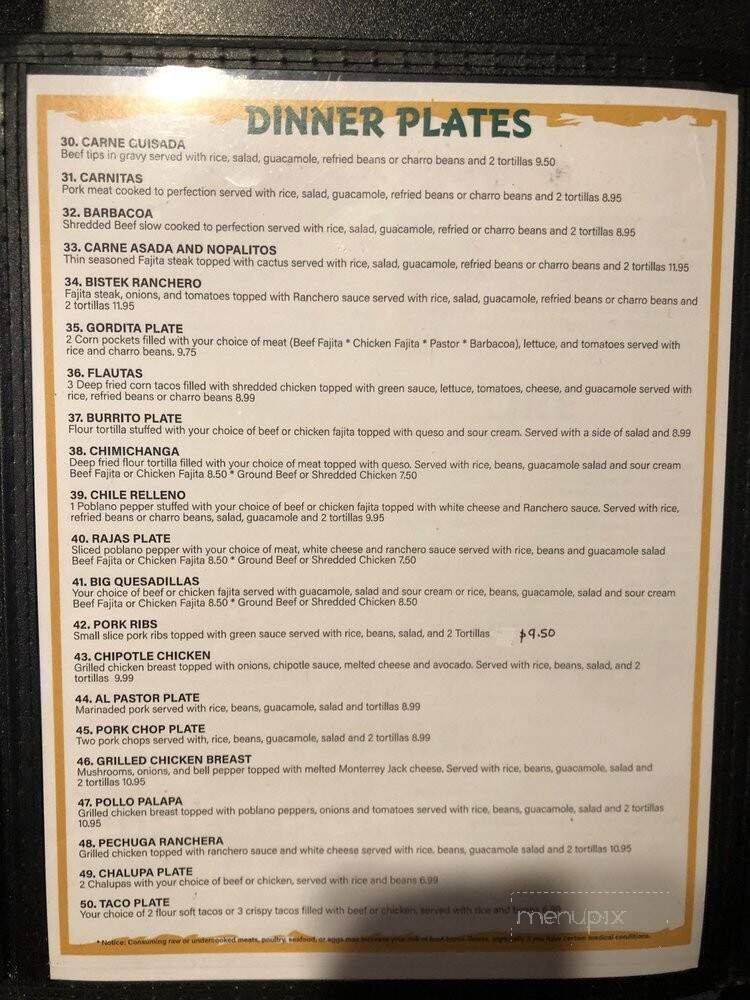 Gonzales Mexican Bar and Grill - Rockdale, TX menu_pic