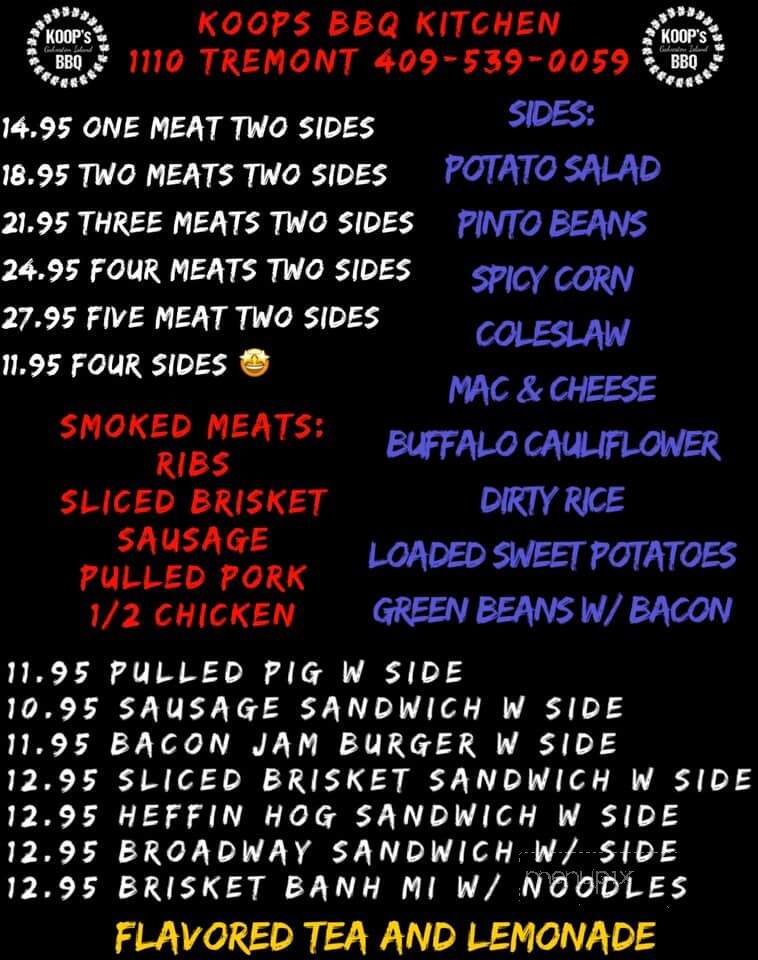 Koop's - Galveston, TX menu_pic