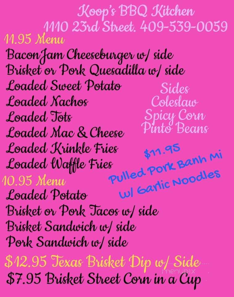 Koop's - Galveston, TX menu_pic