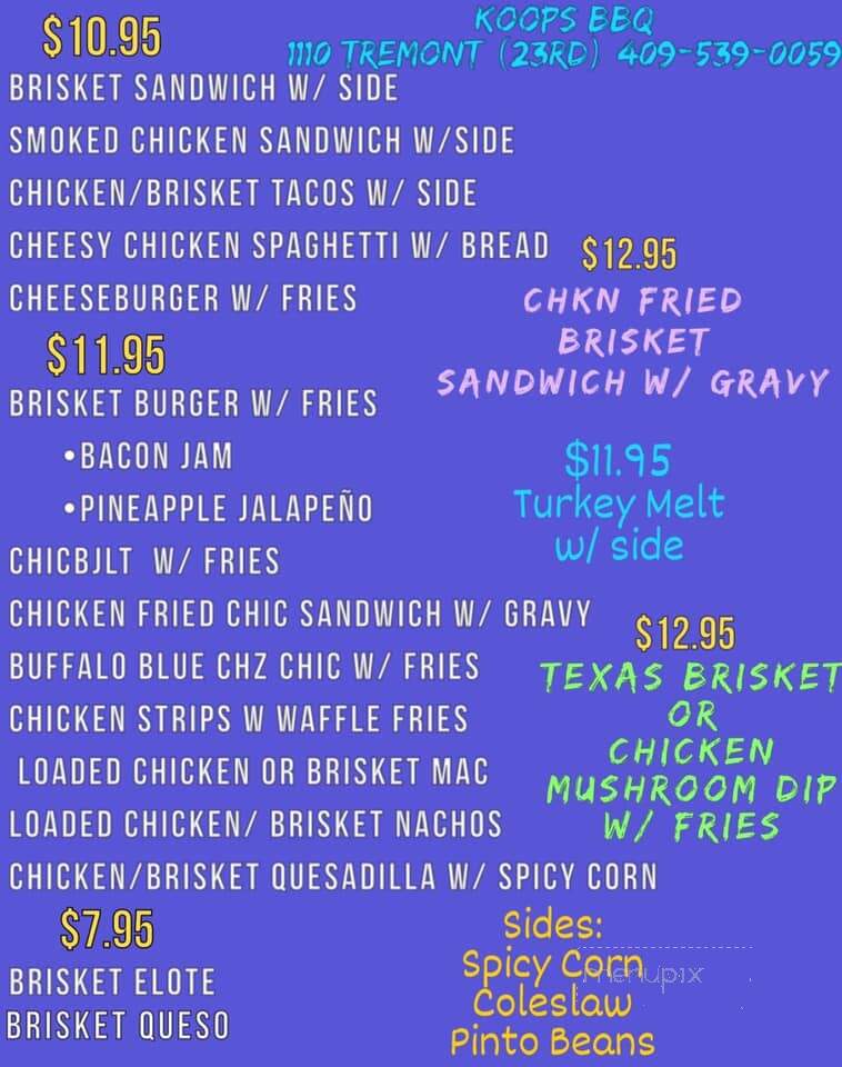 Koop's - Galveston, TX menu_pic
