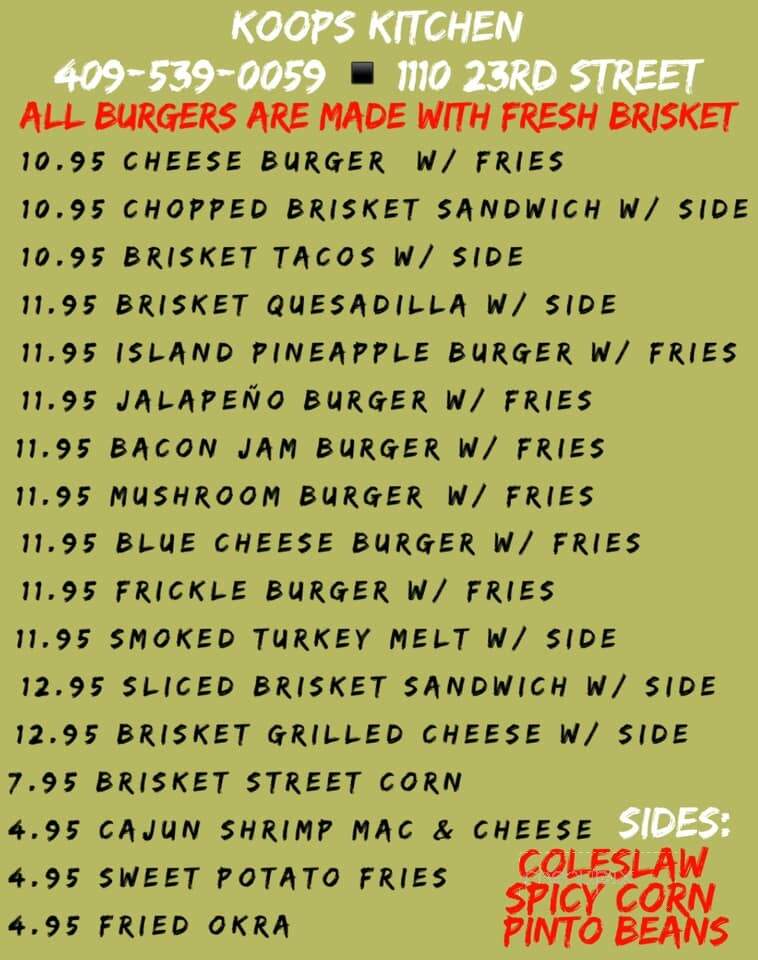 Koop's - Galveston, TX menu_pic