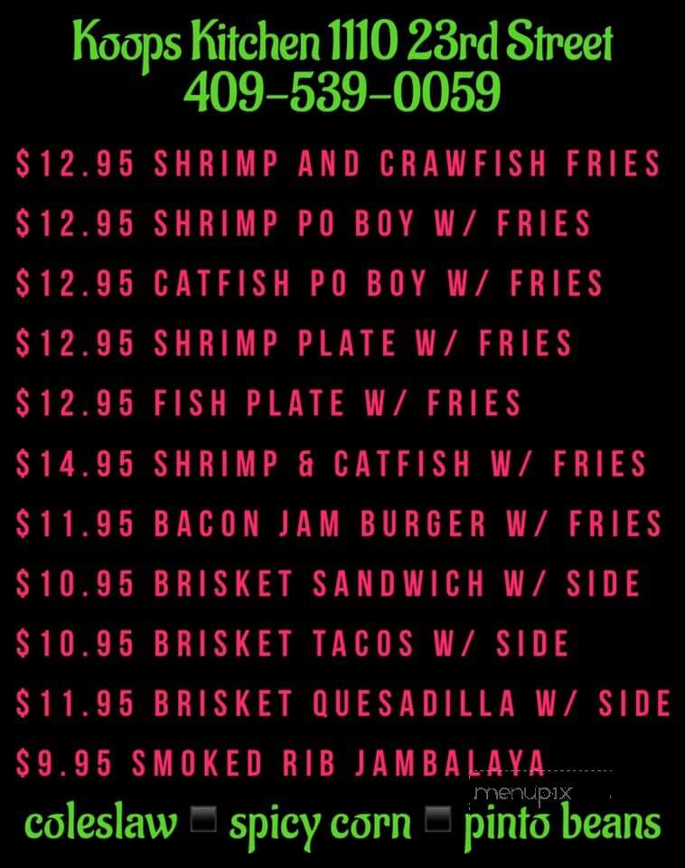 Koop's - Galveston, TX menu_pic