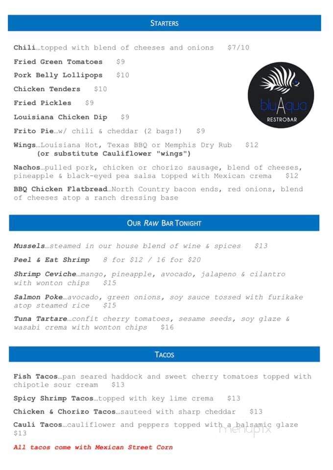 Bluaqua Restrobar - Manchester, NH menu_pic