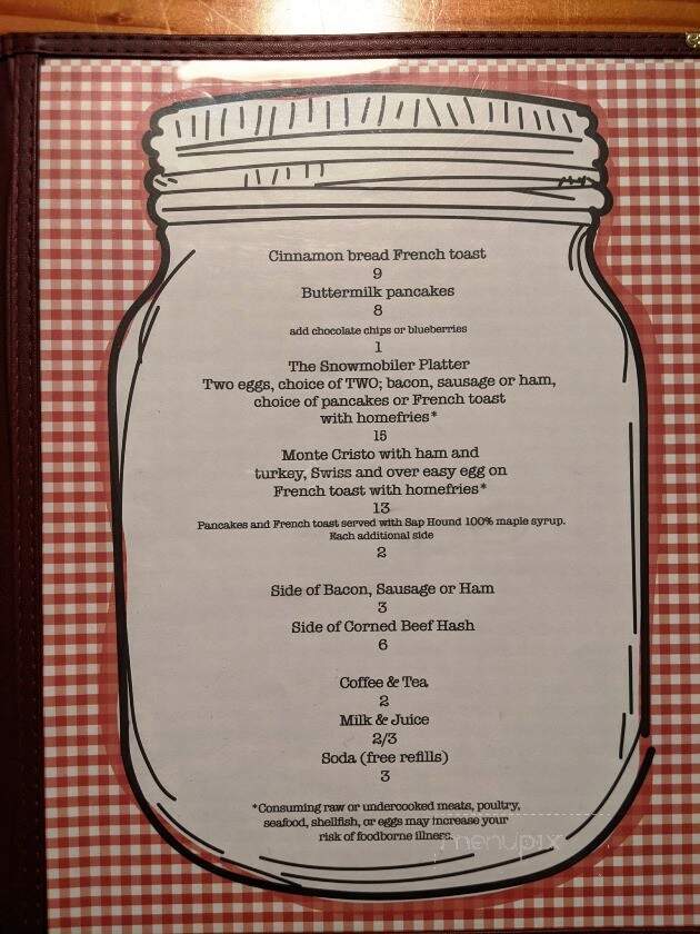 Sugar Shack Cafe - Brownfield, ME menu_pic