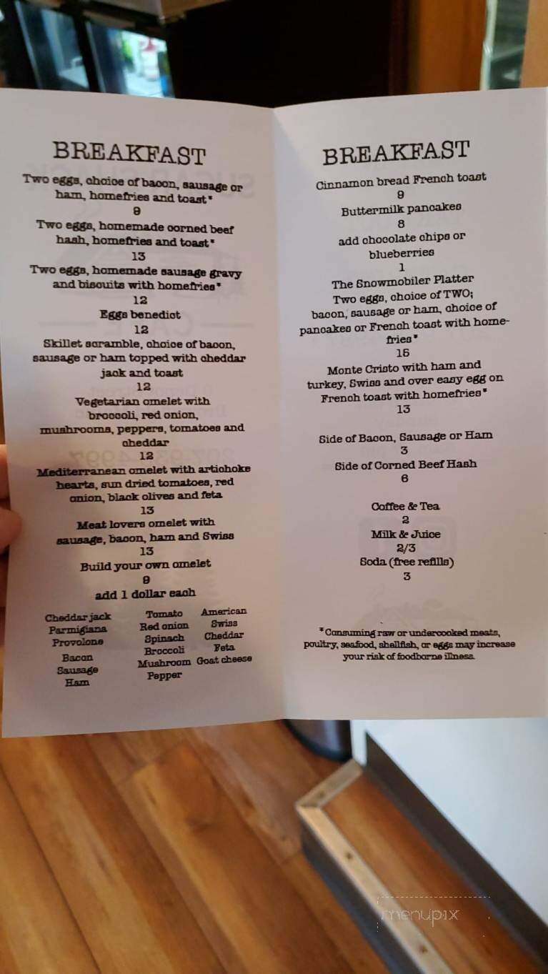 Sugar Shack Cafe - Brownfield, ME menu_pic