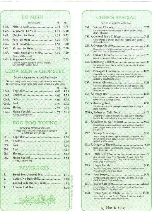 Chopsticks - Greenville, SC menu_pic