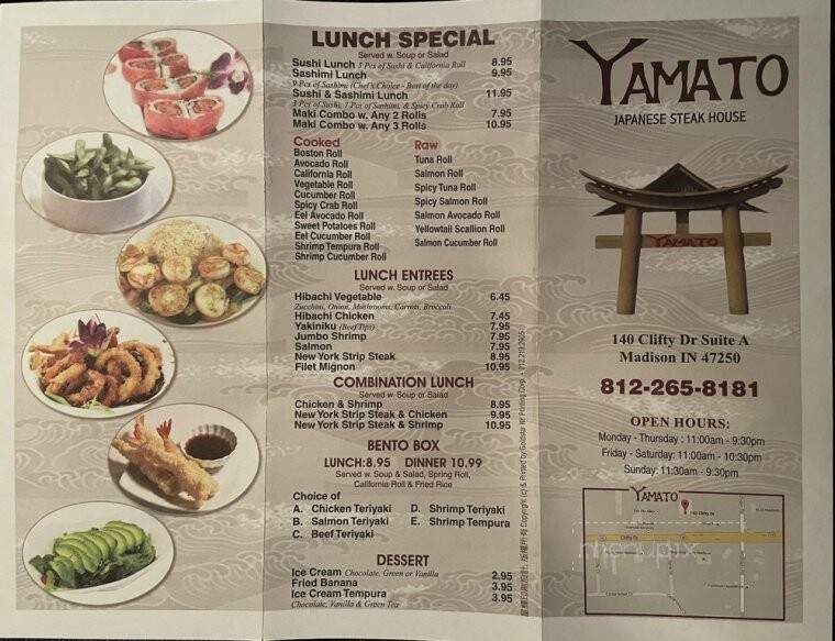 Yamato Japanese Steakhouse - Madison, IN menu_pic