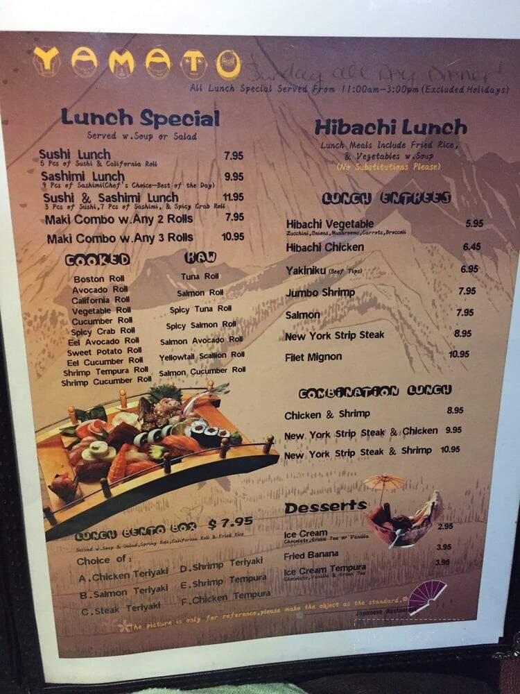 Yamato Japanese Steakhouse - Madison, IN menu_pic