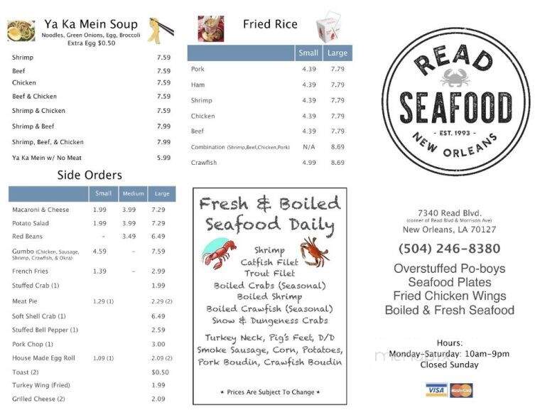 Read Seafood - New Orleans, LA menu_pic