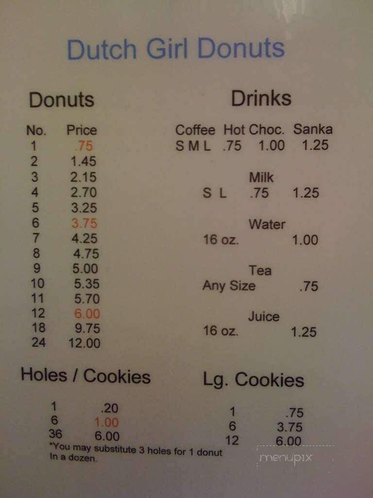 Dutch Girl Donut - Detroit, MI menu_pic