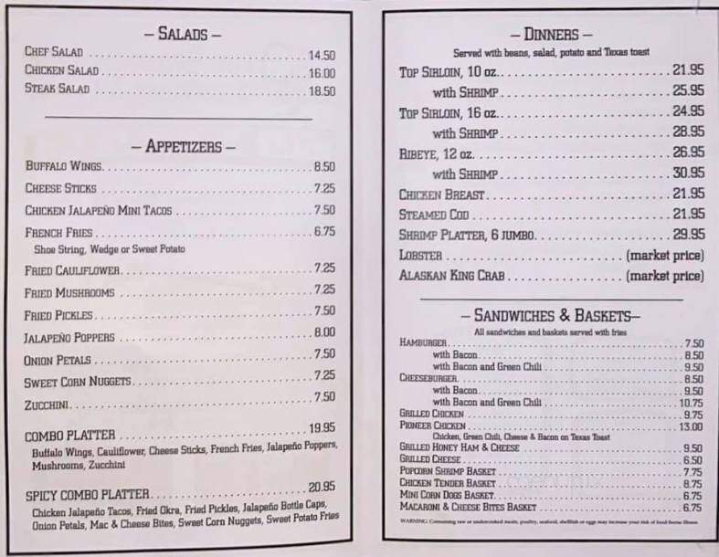 Branding Iron Steakhouse - Safford, AZ menu_pic