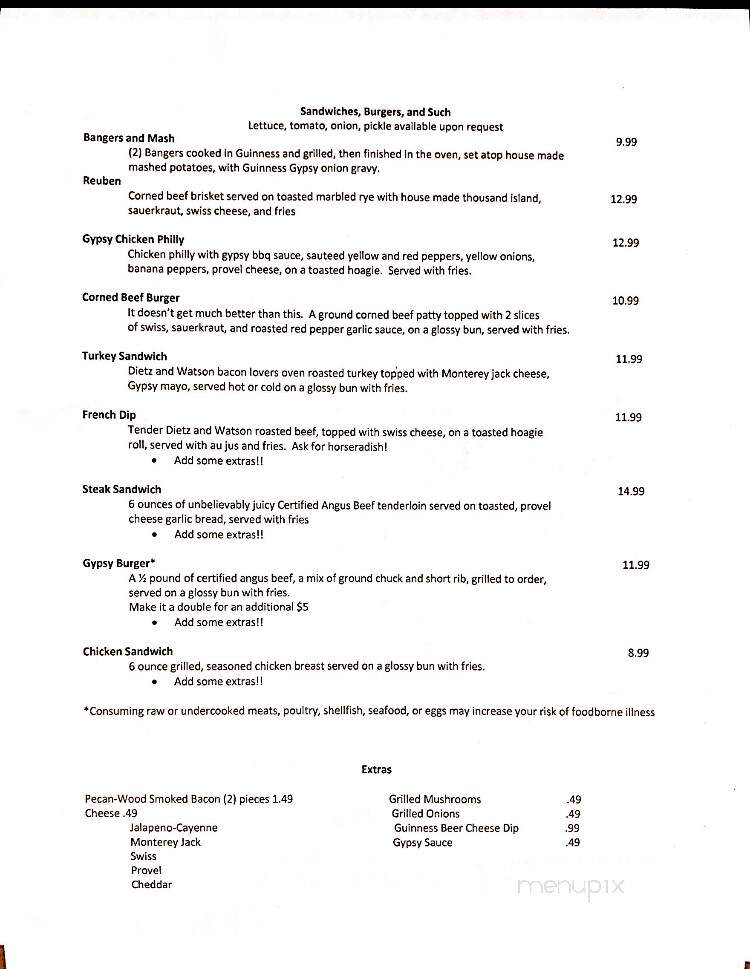 The Irish-Gypsy - O'Fallon, MO menu_pic