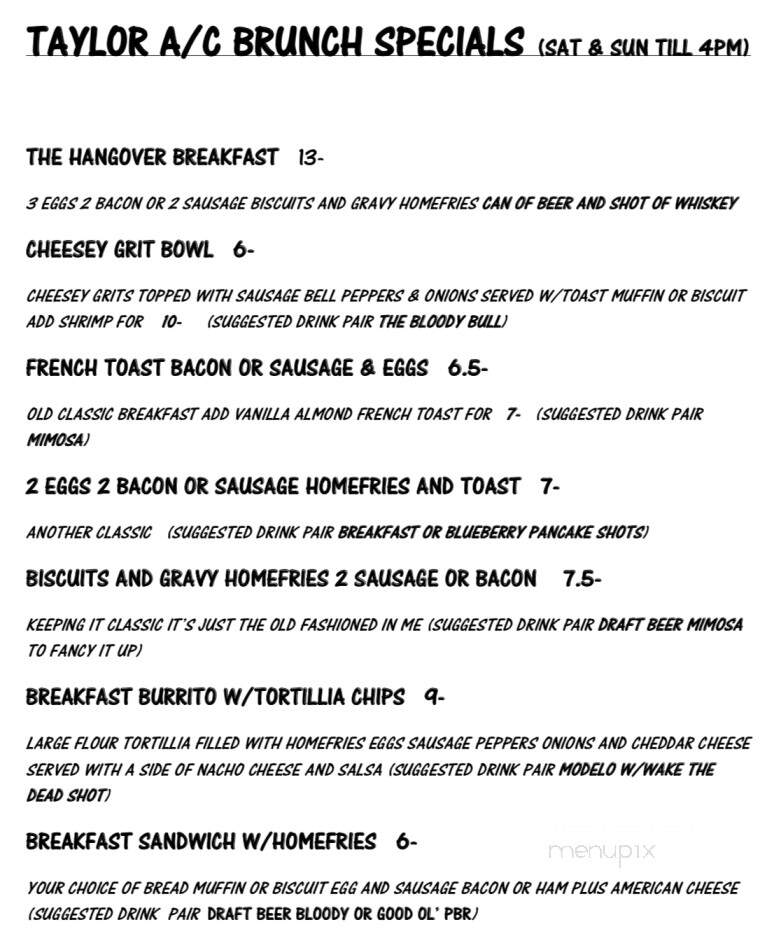 Taylor AC Bar - Taylor, MI menu_pic