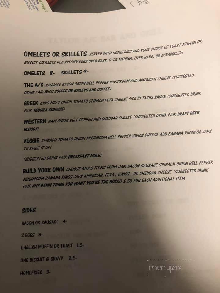 Taylor AC Bar - Taylor, MI menu_pic