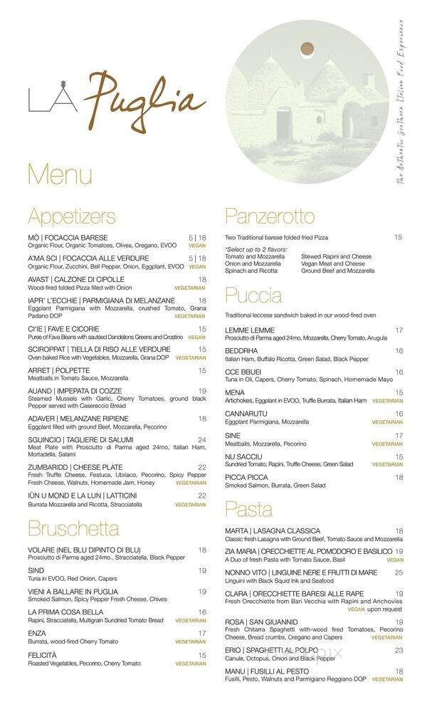 La Puglia - Santa Monica, CA menu_pic