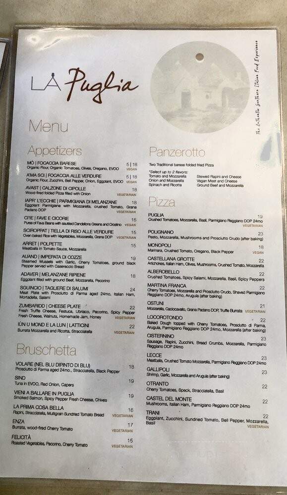 La Puglia - Santa Monica, CA menu_pic
