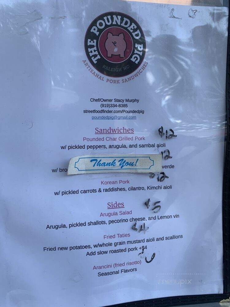 Pounded Pig - Raleigh, NC menu_pic