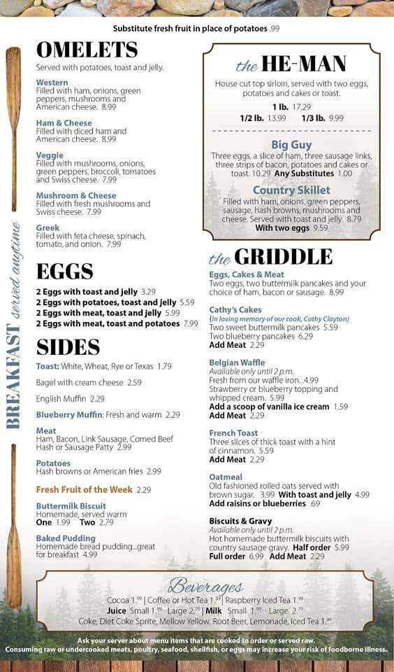 Paddle Inn - Mio, MI menu_pic