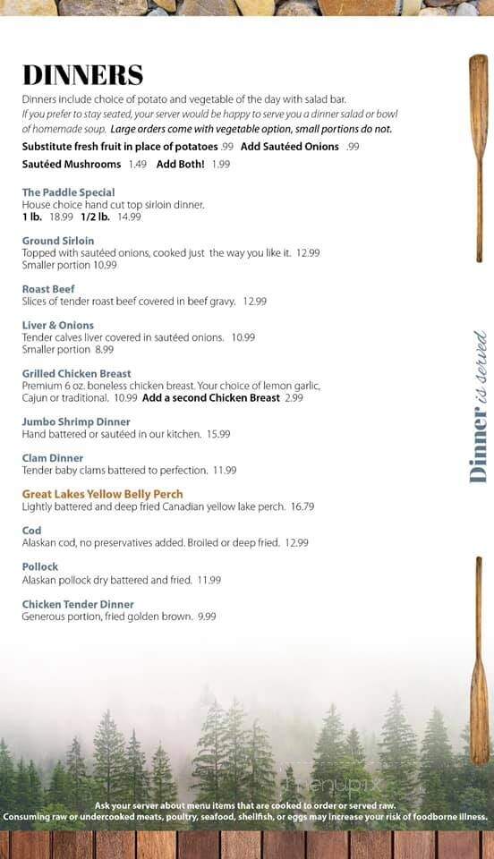 Paddle Inn - Mio, MI menu_pic