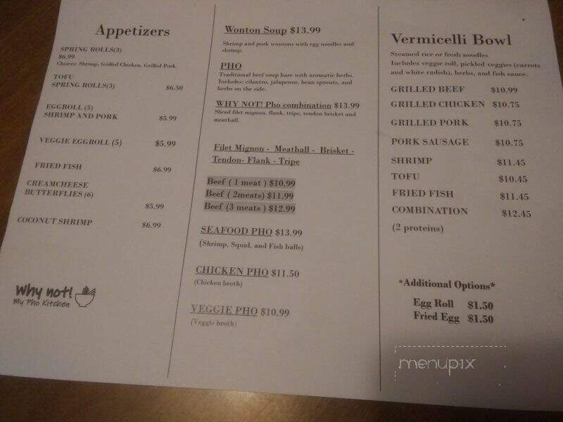 Why Not My Pho Kitchen - Yakima, WA menu_pic