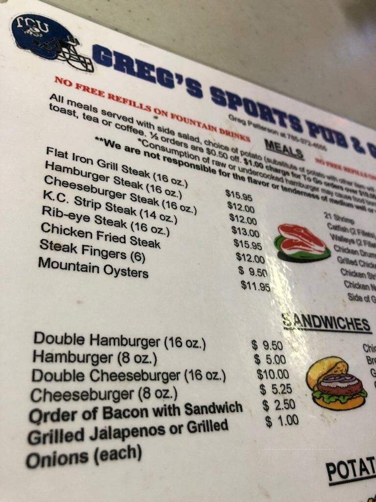 Greg's Place - Rush Center, KS menu_pic