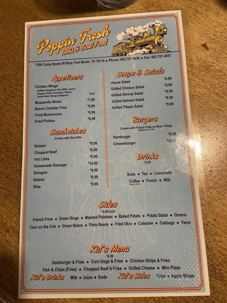 Poppin Fresh Bbq and Soulfood - Fort Worth, TX menu_pic