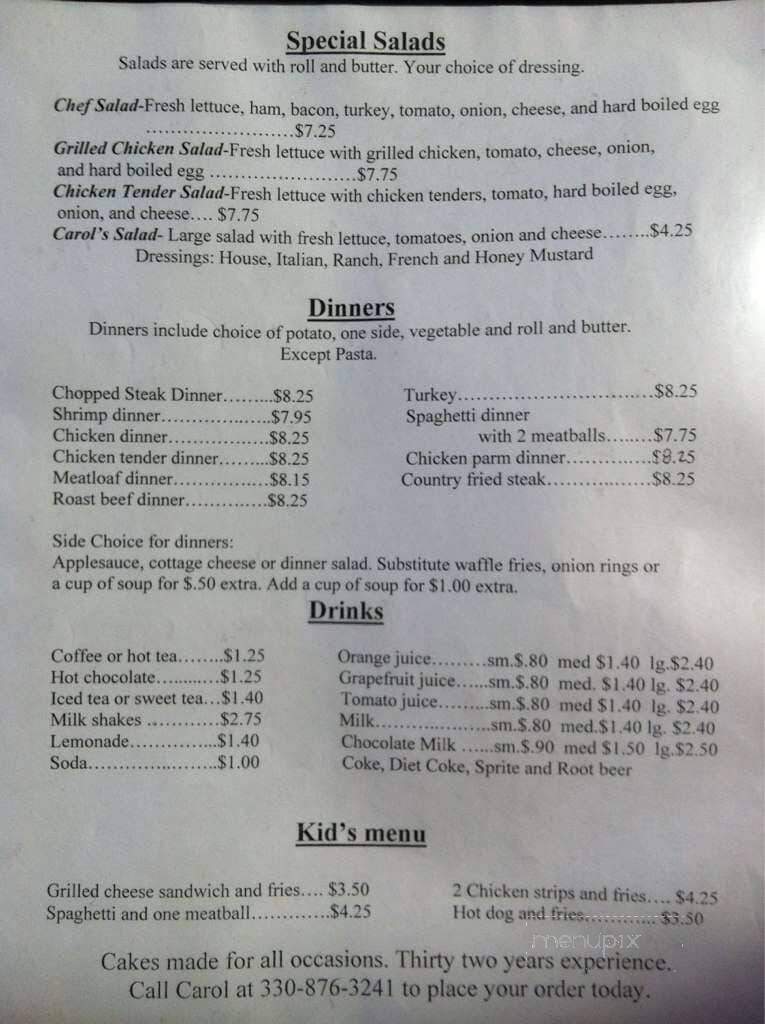 Times Square Restaurant - Kinsman, OH menu_pic