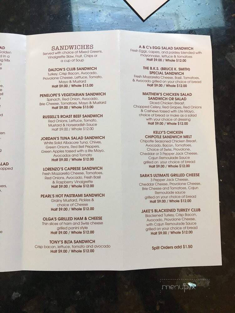 Penelope's Cafe, Books, & Gallery - La Canada Flintridge, CA menu_pic
