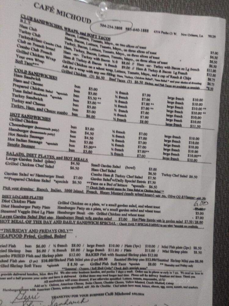 Cafe Michoud - New Orleans, LA menu_pic
