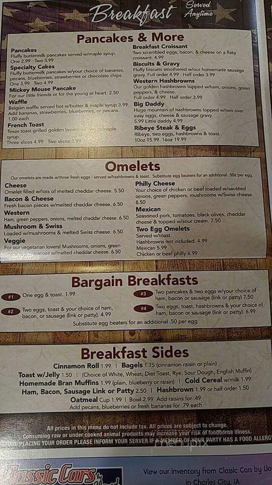 Dave's Restaurant - Charles City, IA menu_pic