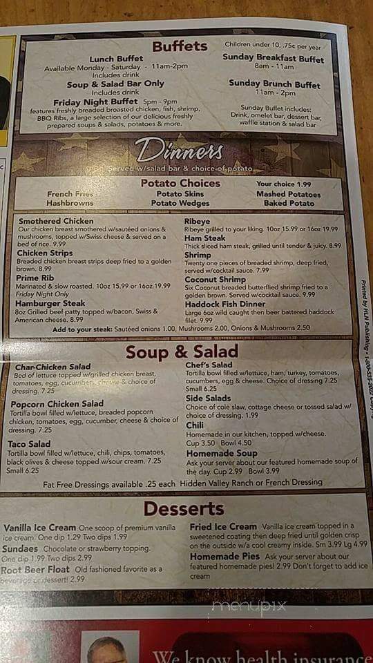 Dave's Restaurant - Charles City, IA menu_pic
