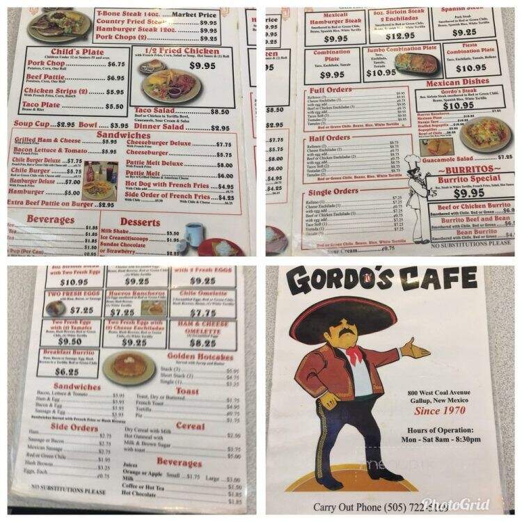 Gordo's Restaurant - Gallup, NM menu_pic