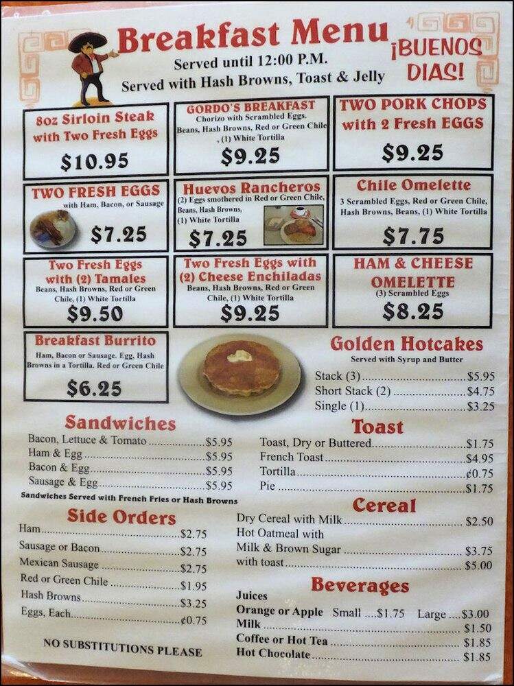 Gordo's Restaurant - Gallup, NM menu_pic
