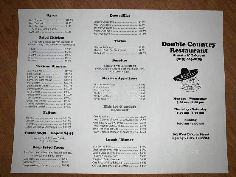 Double Country Restaurant - Spring Valley, IL