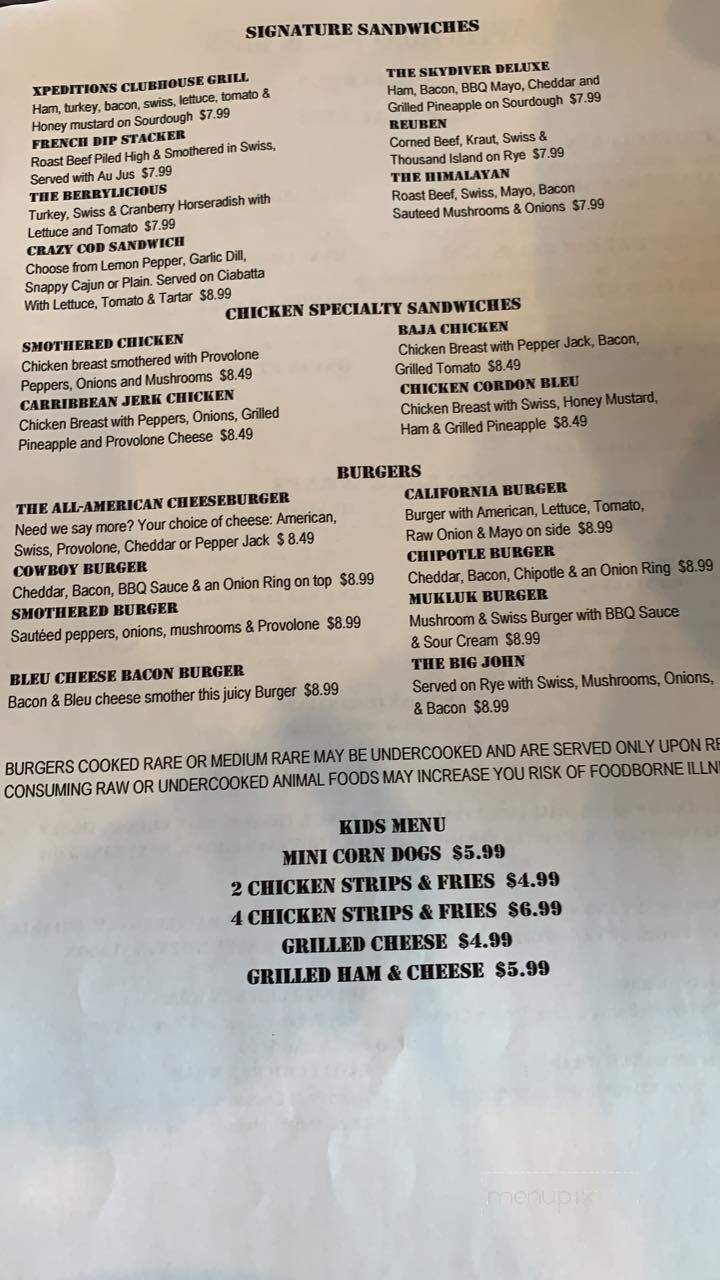Xpeditions - Bloomer, WI menu_pic