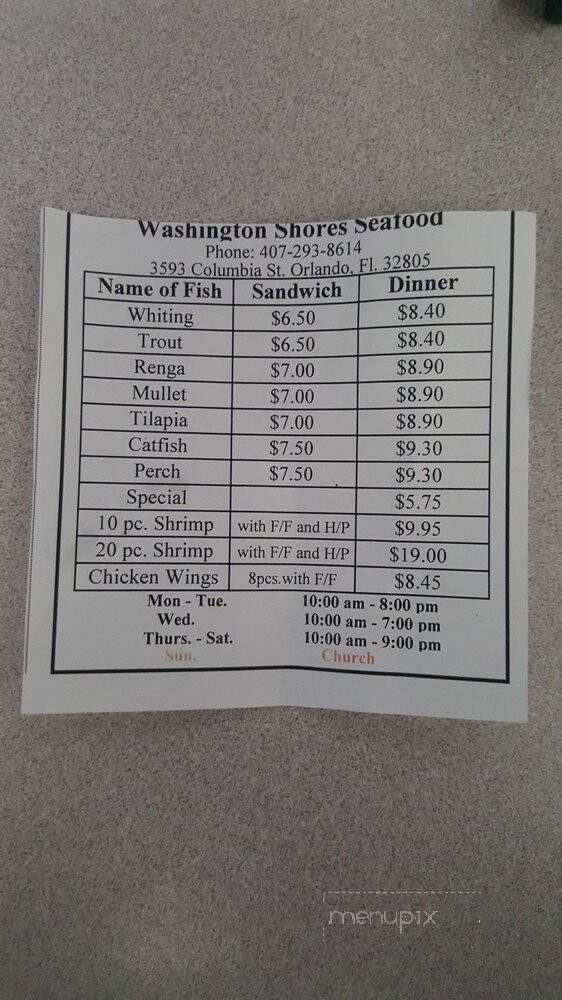Washington Shores Fish Market - Orlando, FL menu_pic