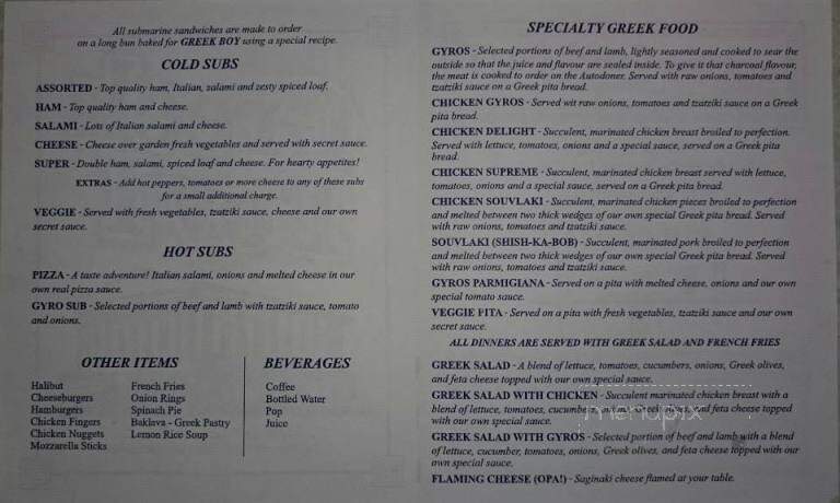 Greek Boy Restaurant - Windsor, ON menu_pic