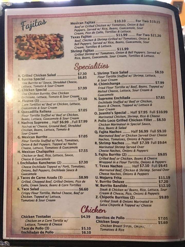 Juanito's Mexican Restaurant - Bremen, GA menu_pic