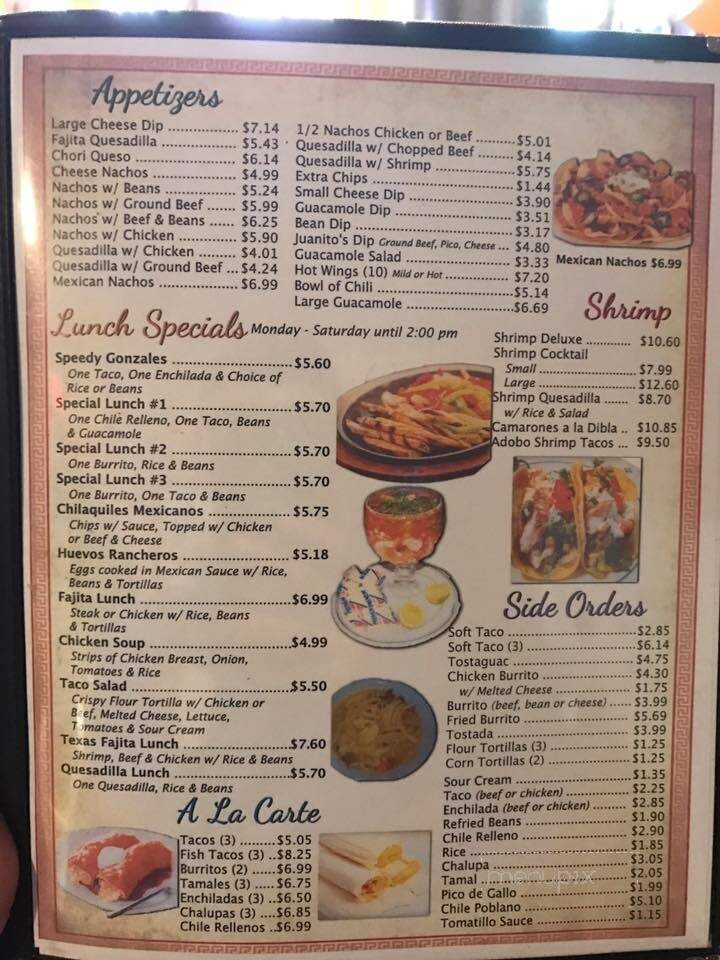 Juanito's Mexican Restaurant - Bremen, GA menu_pic