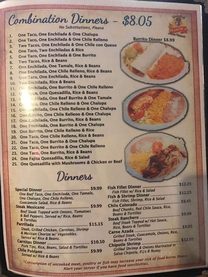 Juanito's Mexican Restaurant - Bremen, GA menu_pic